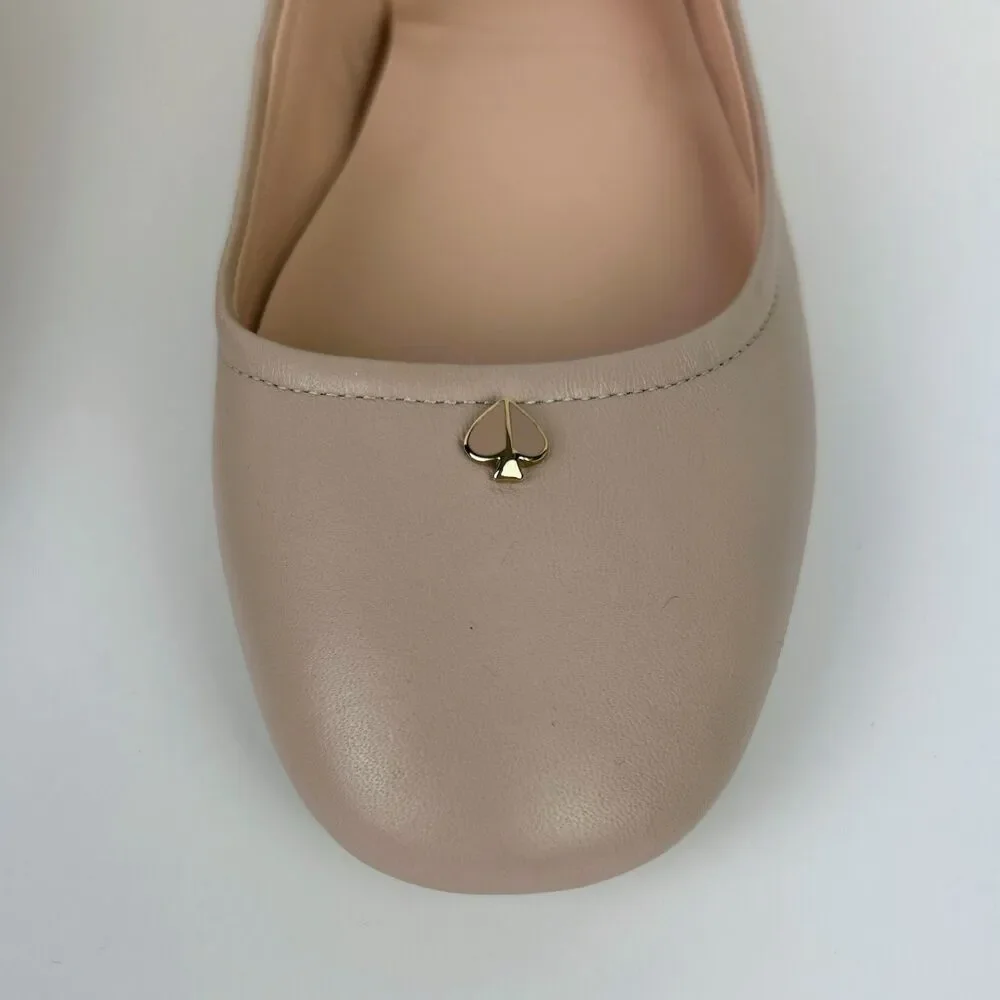 Kate Spade Keaton Ballet Flats Nude Pink Leather Slip on Shoes Neutral Women 8.5